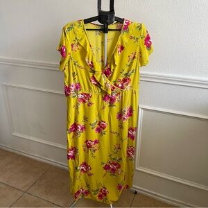 IC COLLECTION Yellow Floral Midi Dress